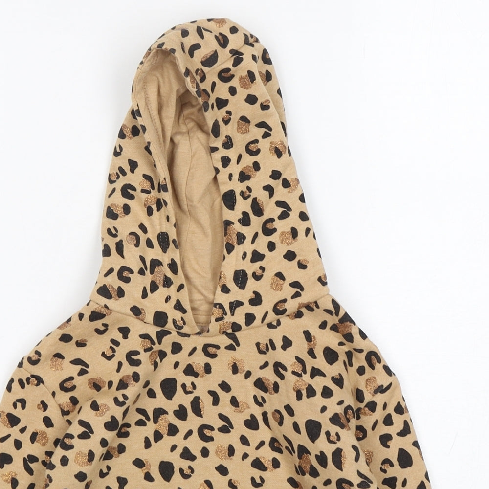 Dunnes Stores Girls Multicoloured Animal Print Cotton Pullover Hoodie Size 3-4 Years