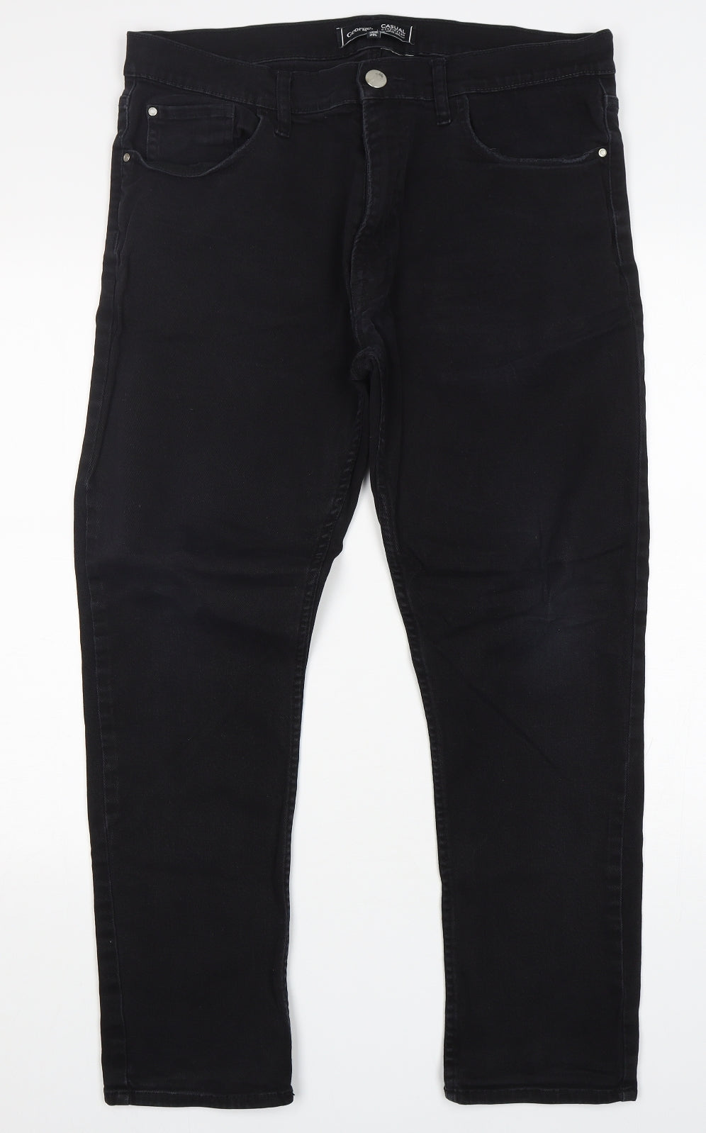 George Mens Black  Cotton Skinny Jeans Size 38 L29 in Regular