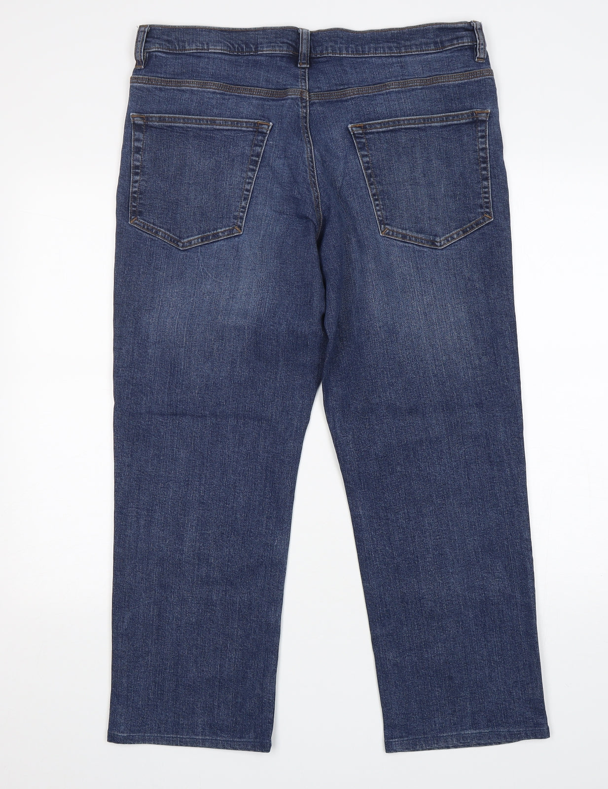 F&F Mens Blue  Cotton Straight Jeans Size 36 L32 in Relaxed