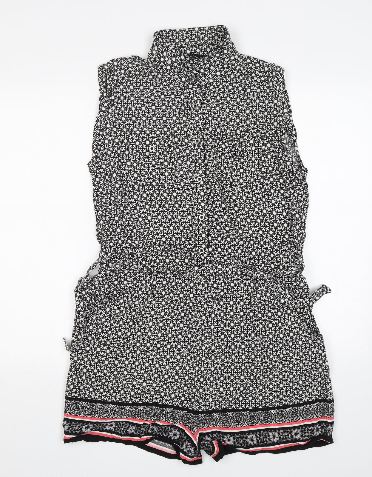 New Look Womens Multicoloured Geometric Viscose Playsuit One-Piece Size 16