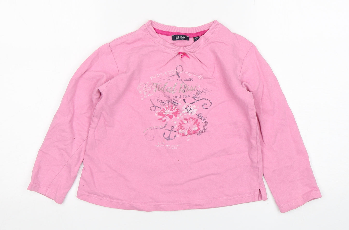 Blue Seven Girls Pink  Cotton Pullover Sweatshirt Size 7 Years