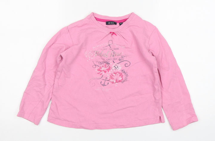 Blue Seven Girls Pink  Cotton Pullover Sweatshirt Size 7 Years