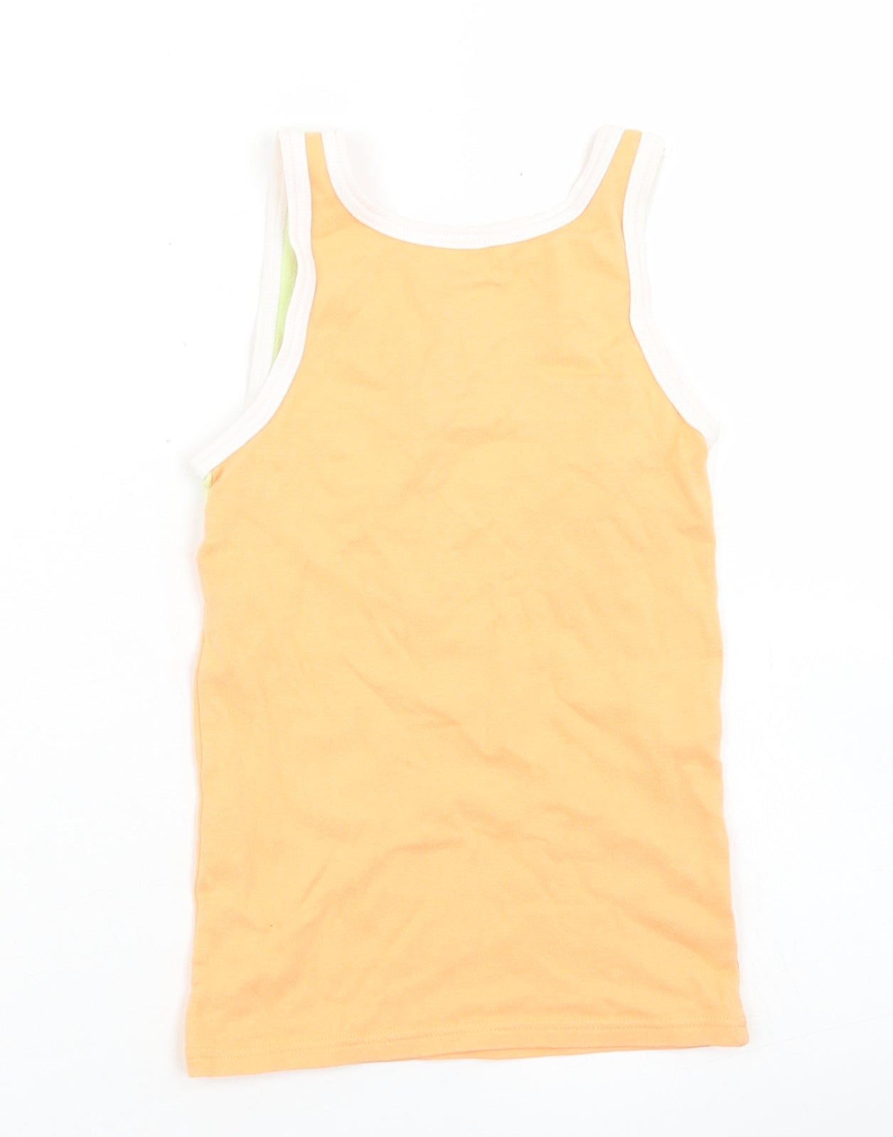 Ewers Girls Orange Colourblock Cotton Basic Tank Size 10 Years Round Neck