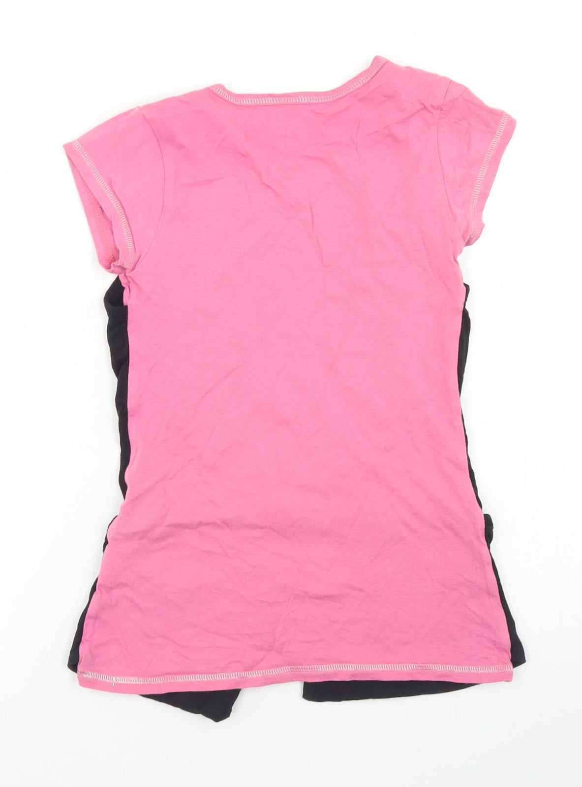 Matalan Girls Pink  Cotton Basic T-Shirt Size 8-9 Years Crew Neck  - Attached Waistcoat
