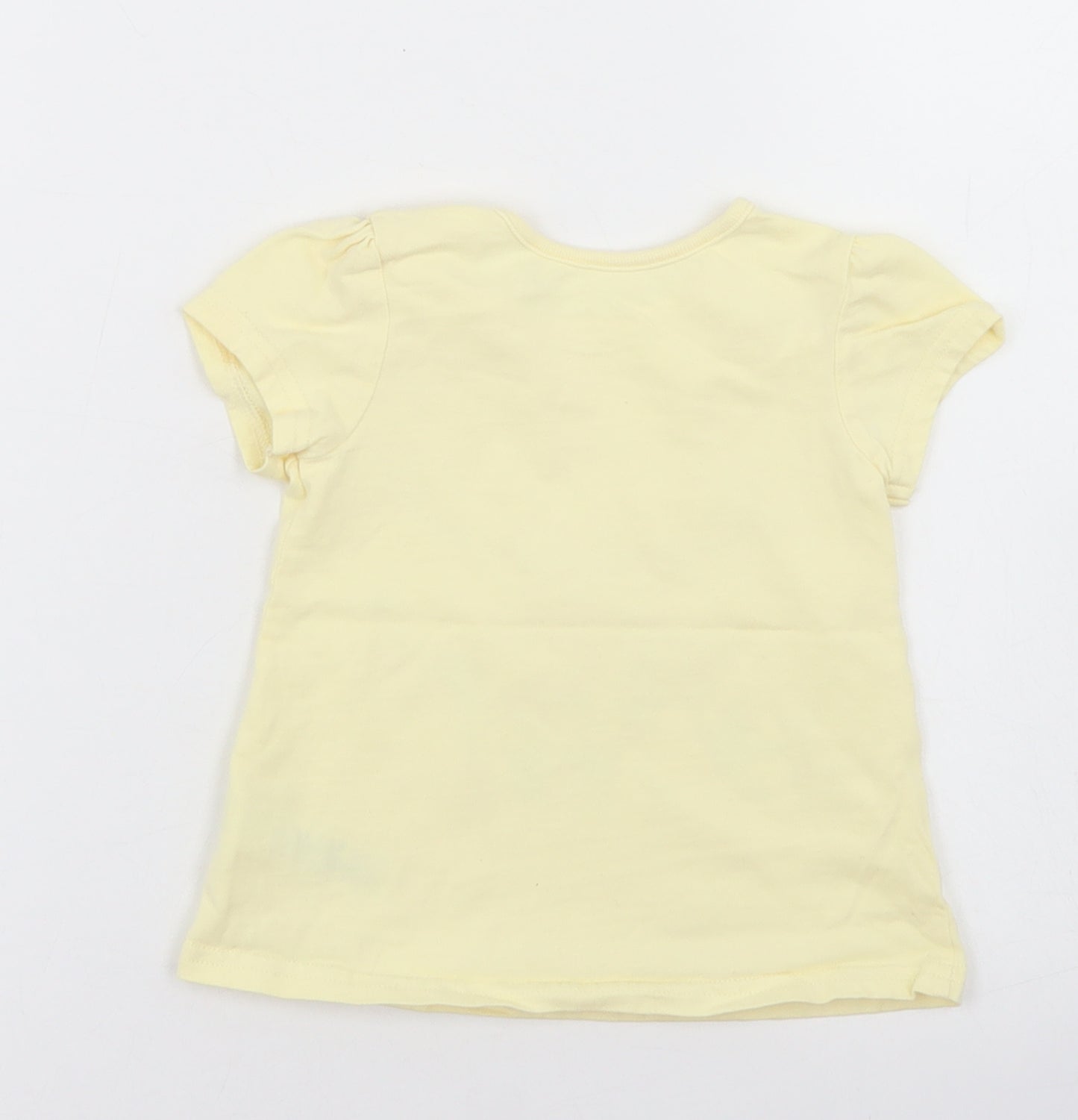 George Girls Yellow  Cotton Basic T-Shirt Size 9-12 Months Crew Neck