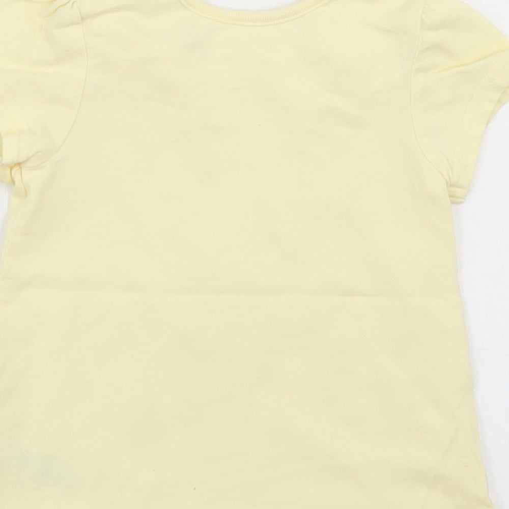 George Girls Yellow  Cotton Basic T-Shirt Size 9-12 Months Crew Neck