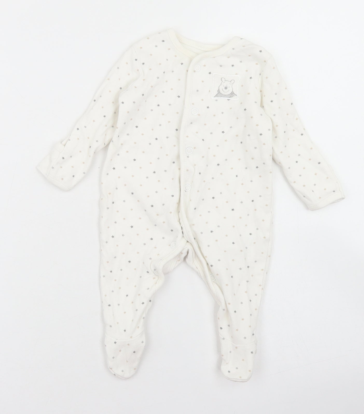 George Girls White Polka Dot Cotton Babygrow One-Piece Size 0-3 Months  Snap - Winnie the Pooh