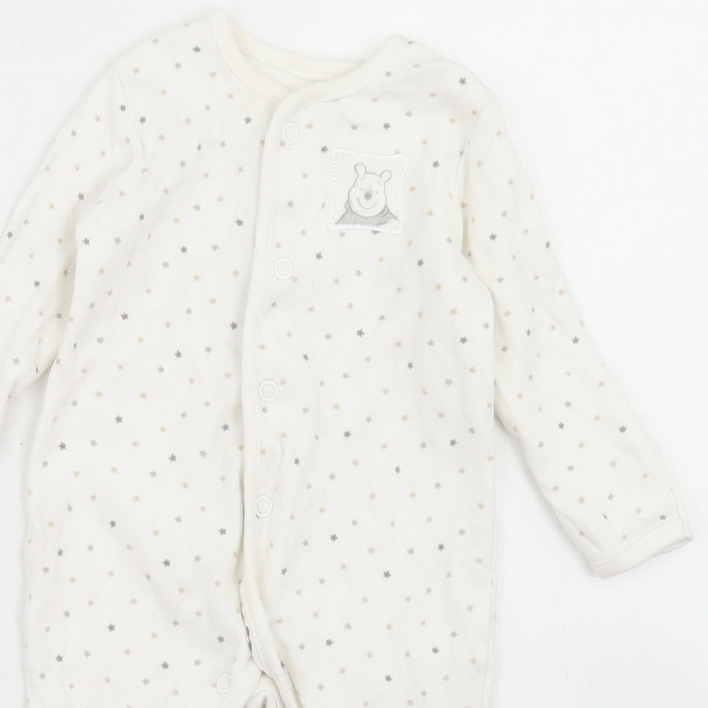 George Girls White Polka Dot Cotton Babygrow One-Piece Size 0-3 Months  Snap - Winnie the Pooh