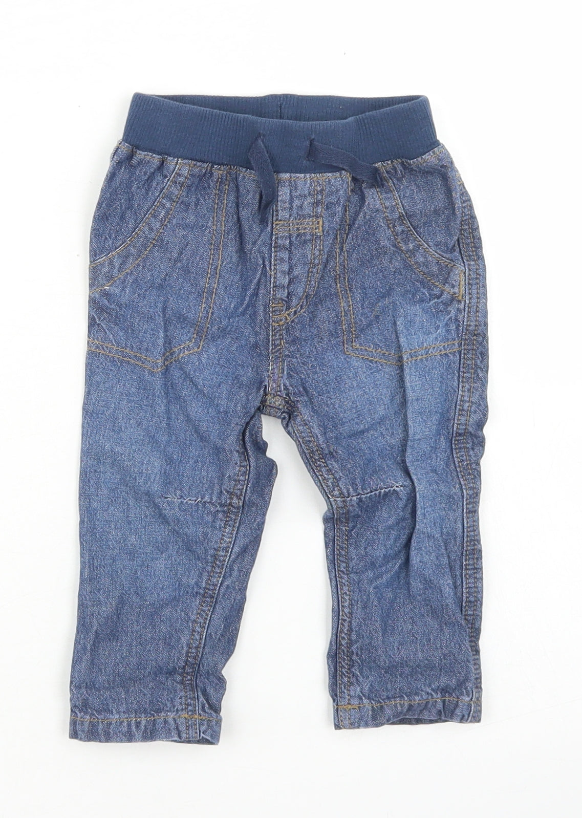 George Boys Blue  Cotton Cargo Jeans Size 3-6 Months  Drawstring