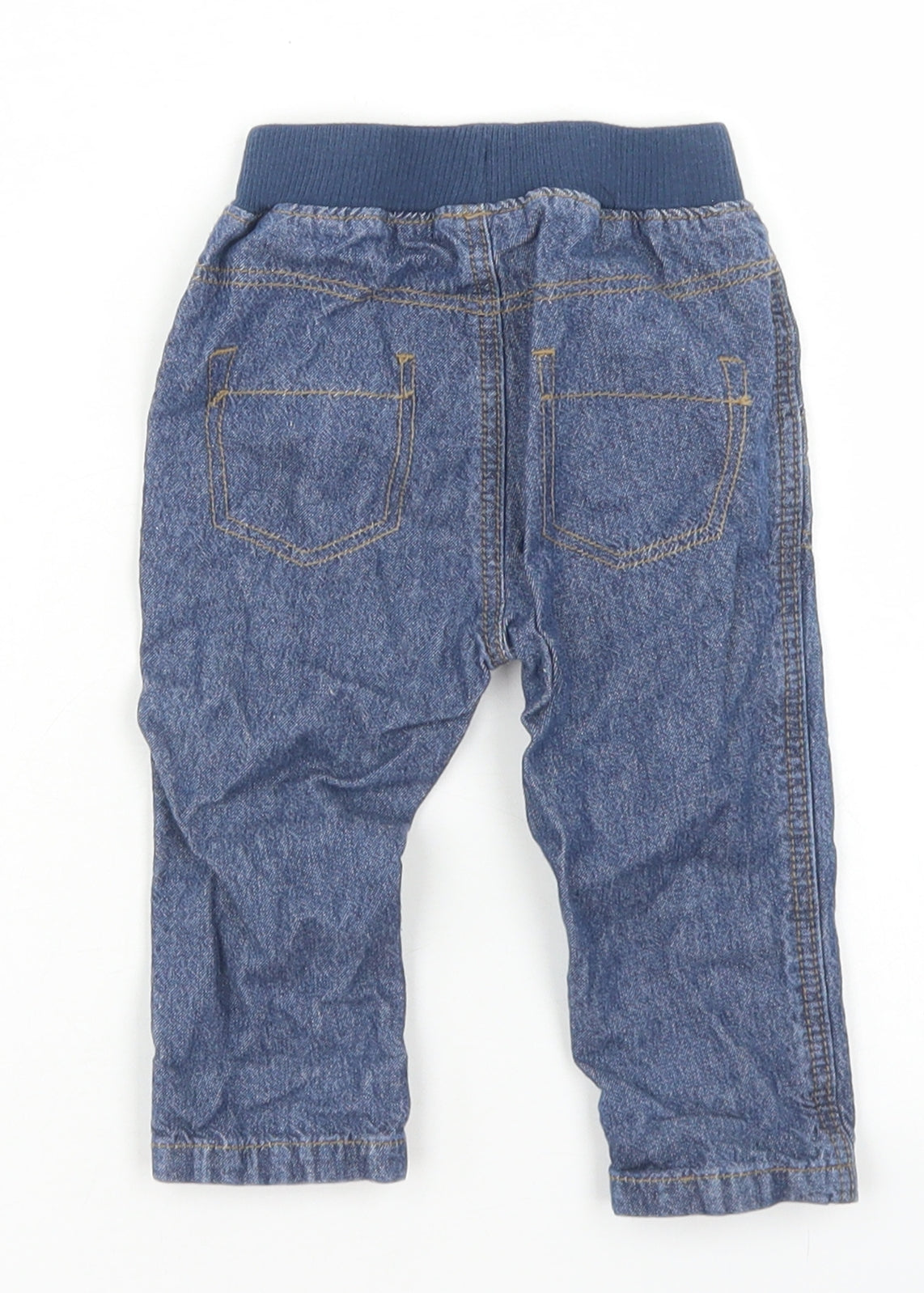 George Boys Blue  Cotton Cargo Jeans Size 3-6 Months  Drawstring