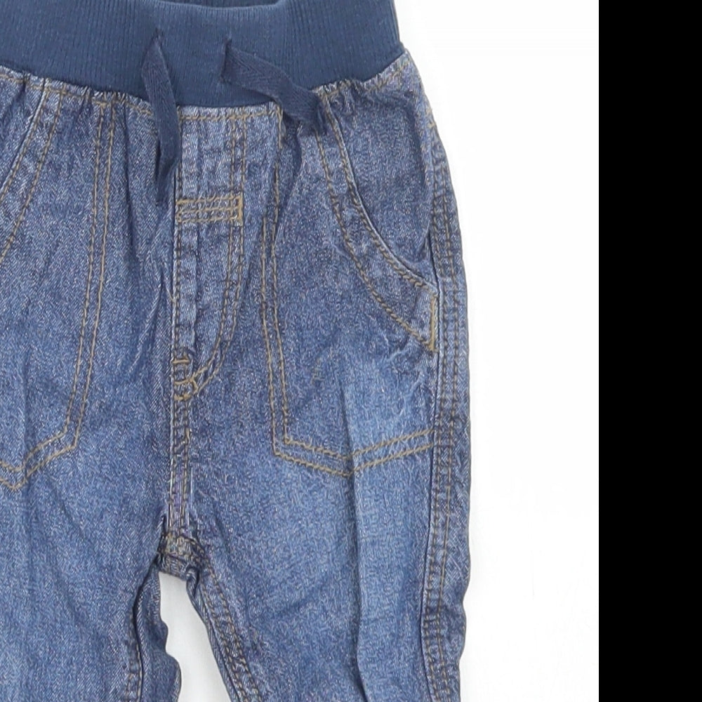 George Boys Blue  Cotton Cargo Jeans Size 3-6 Months  Drawstring