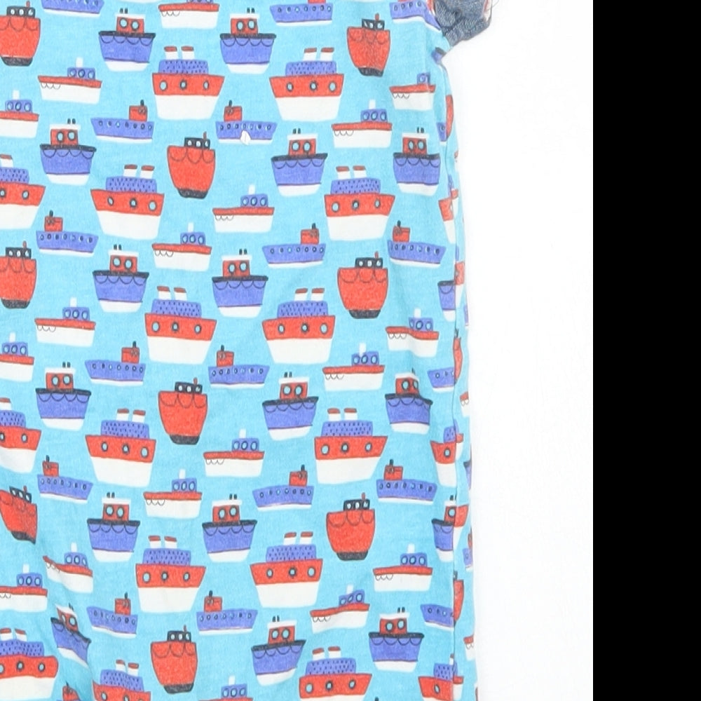 Miniclub Boys Blue Spotted Cotton Romper One-Piece Size 6-9 Months  Button - Tug Boat