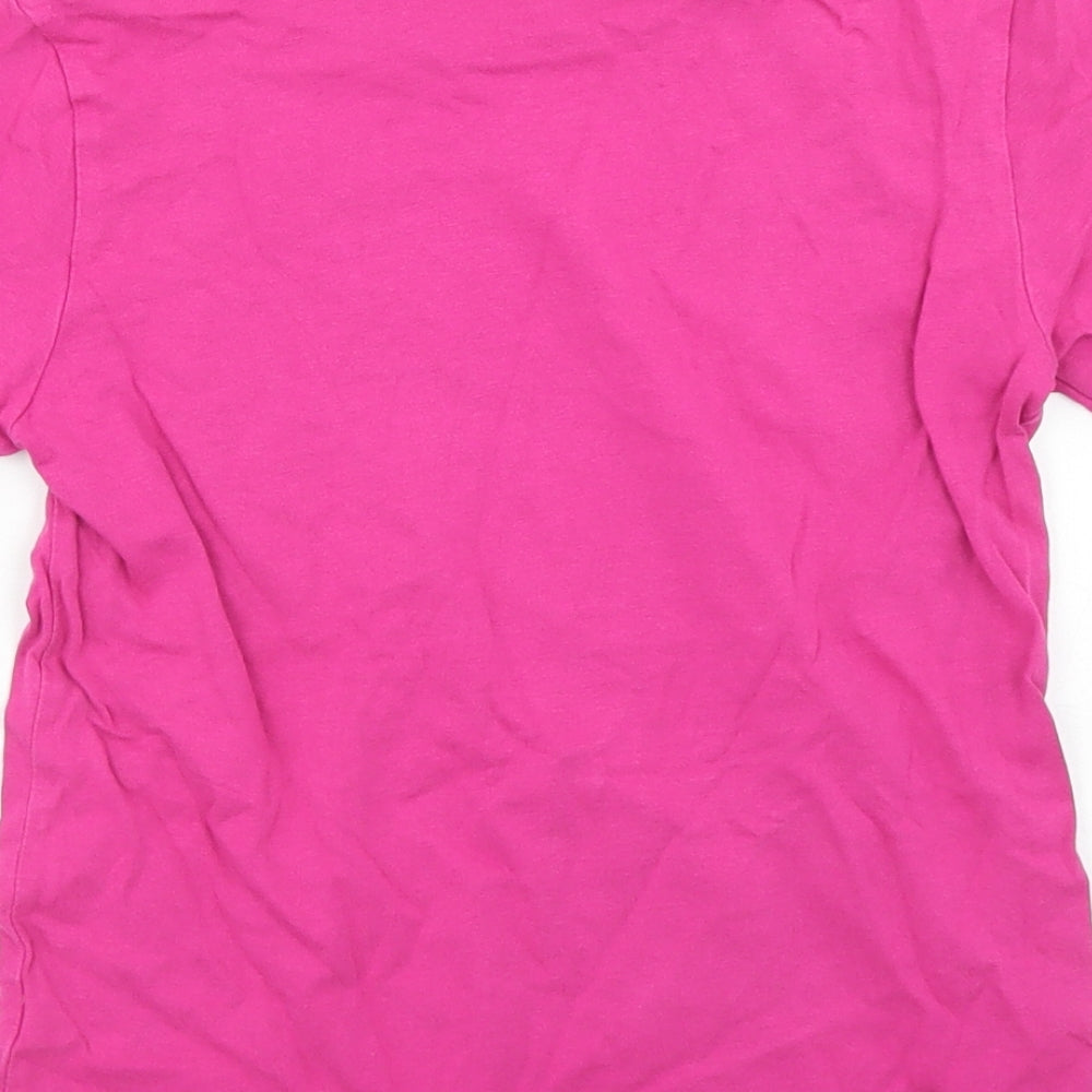 George Girls Pink  Cotton Basic T-Shirt Size 5-6 Years Crew Neck  - Meerkat