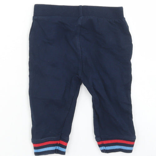 Crafted Boys Blue  Cotton Jogger Trousers Size 9-12 Months  Drawstring