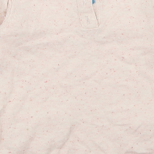 M&Co Girls Beige Fair Isle Cotton Jumper Dress  Size 3-6 Months  Crew Neck Button