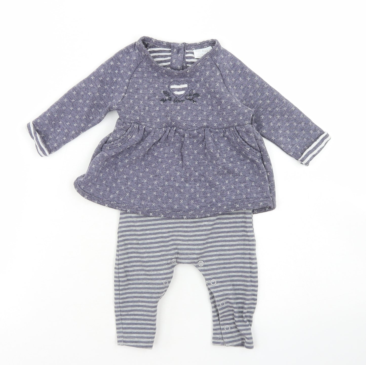 F&F Girls Blue  Polyester Babygrow One-Piece Size 0-3 Months  Snap - Dress overlay