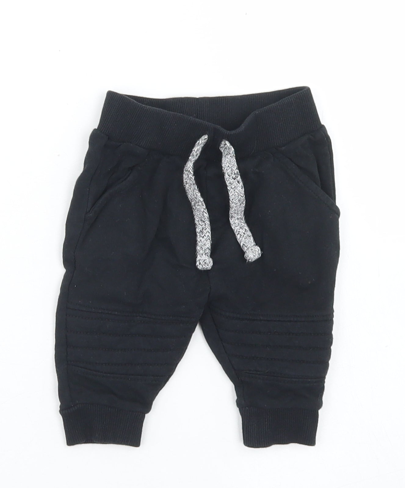 Primark Boys Black  Cotton Jogger Trousers Size 3-6 Months  Drawstring