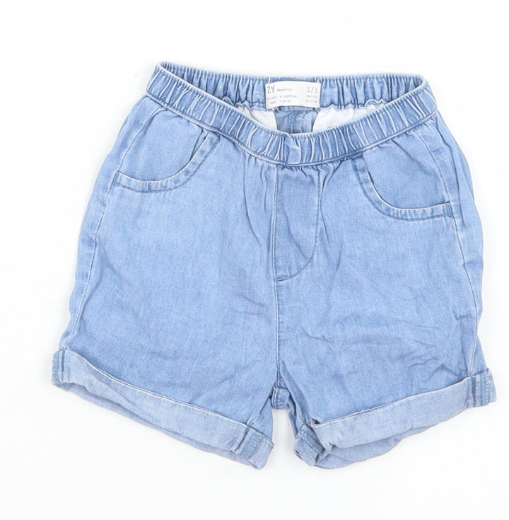 ZY Girls Blue  Cotton Cropped Jeans Size 0-3 Months