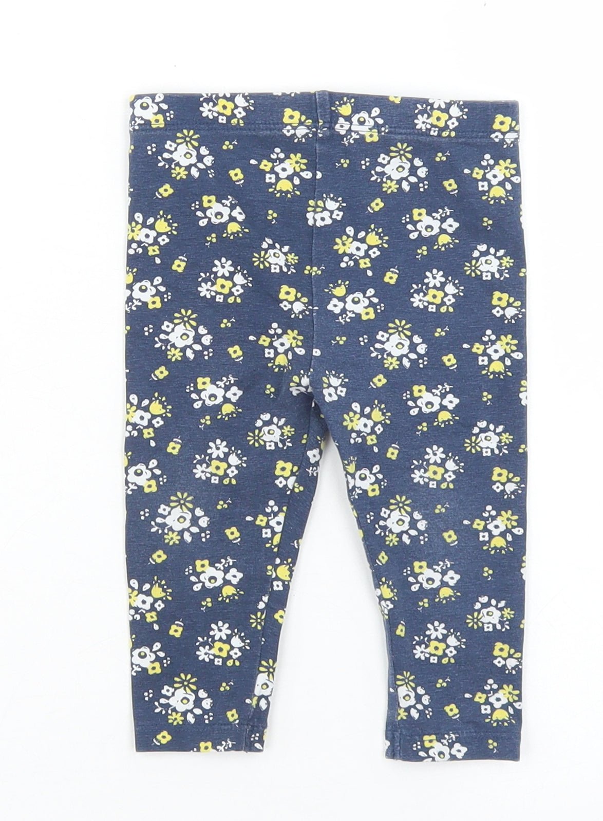 TU Girls Blue Floral Cotton Capri Leggings Size 6-9 Months