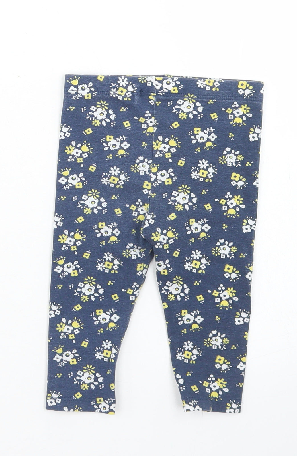 TU Girls Blue Floral Cotton Capri Leggings Size 6-9 Months