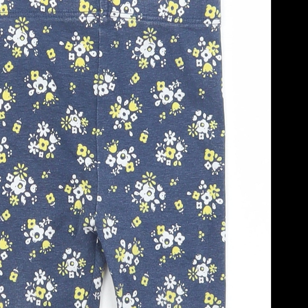 TU Girls Blue Floral Cotton Capri Leggings Size 6-9 Months