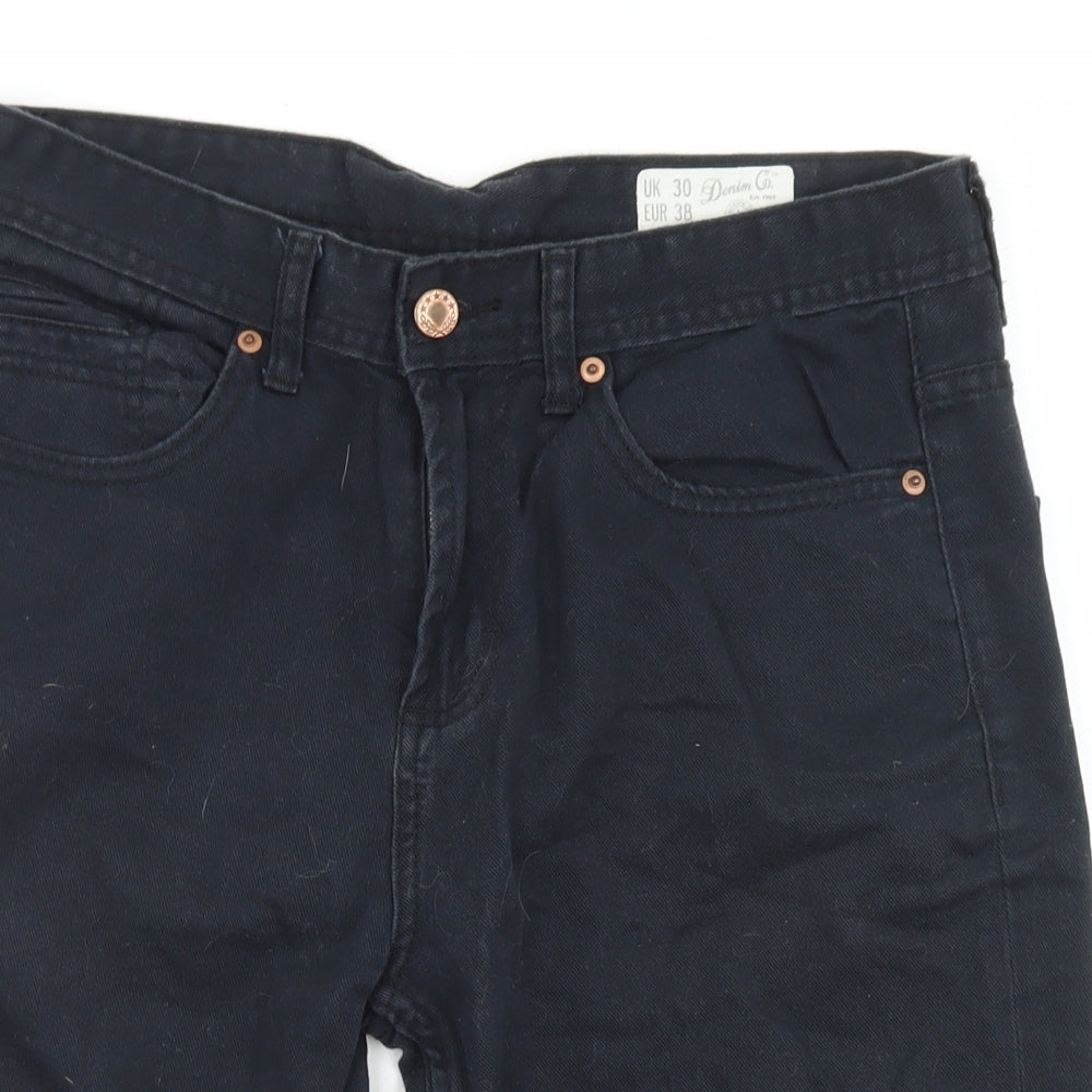Denim Co Mens Black  Cotton Bermuda Shorts Size 30 in L11 in Regular Button