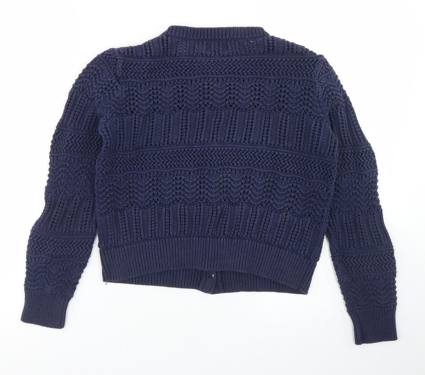 Cath Kidston Womens Blue Crew Neck  Cotton Cardigan Jumper Size S