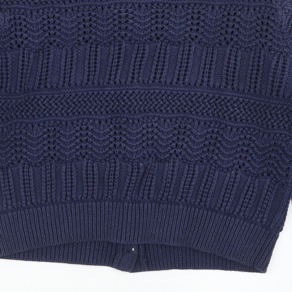 Cath Kidston Womens Blue Crew Neck  Cotton Cardigan Jumper Size S
