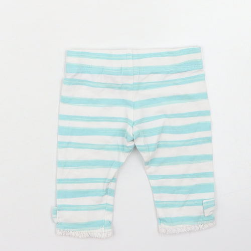 Disney Baby Girls Blue Striped Cotton Capri Leggings Size 0-3 Months
