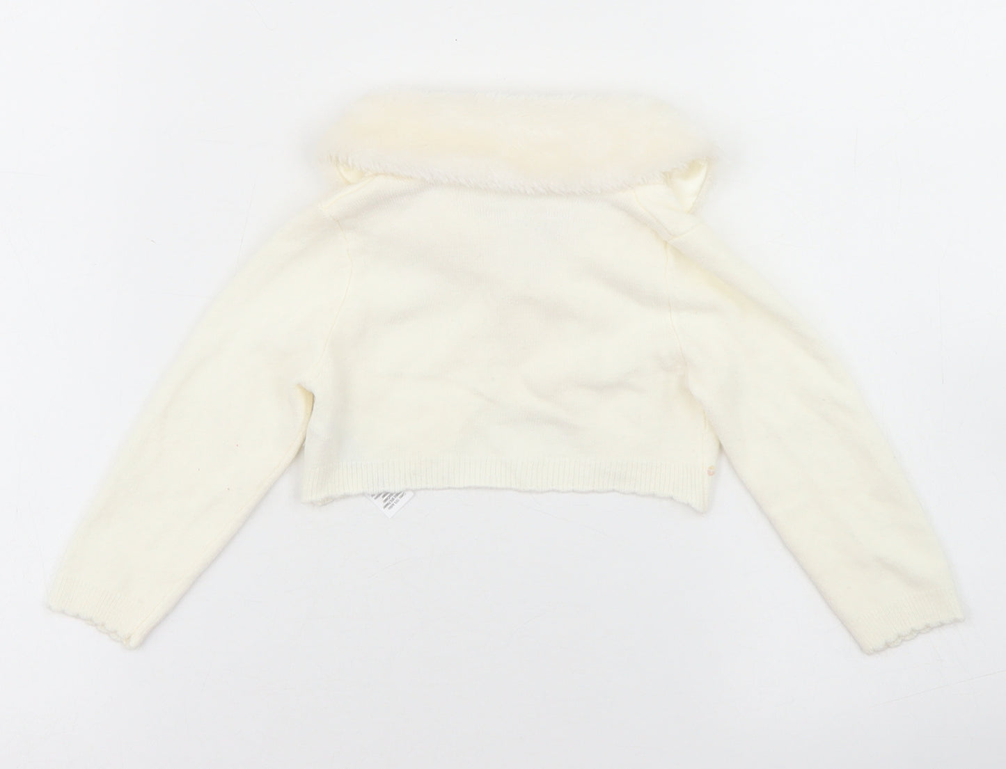 George Girls Ivory  Acrylic Cardigan Jumper Size 9-12 Months  Button