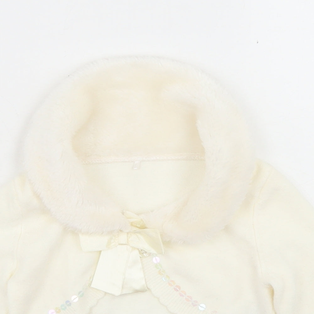 George Girls Ivory  Acrylic Cardigan Jumper Size 9-12 Months  Button