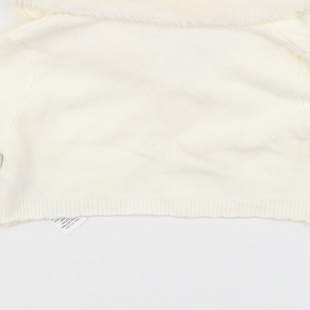 George Girls Ivory  Acrylic Cardigan Jumper Size 9-12 Months  Button
