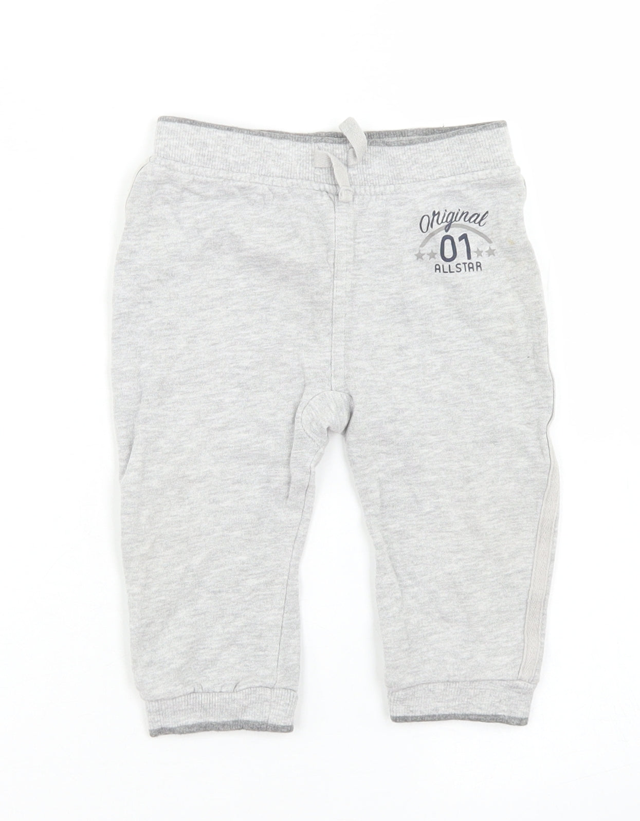 George Boys Grey  Cotton Jogger Trousers Size 9-12 Months  Drawstring