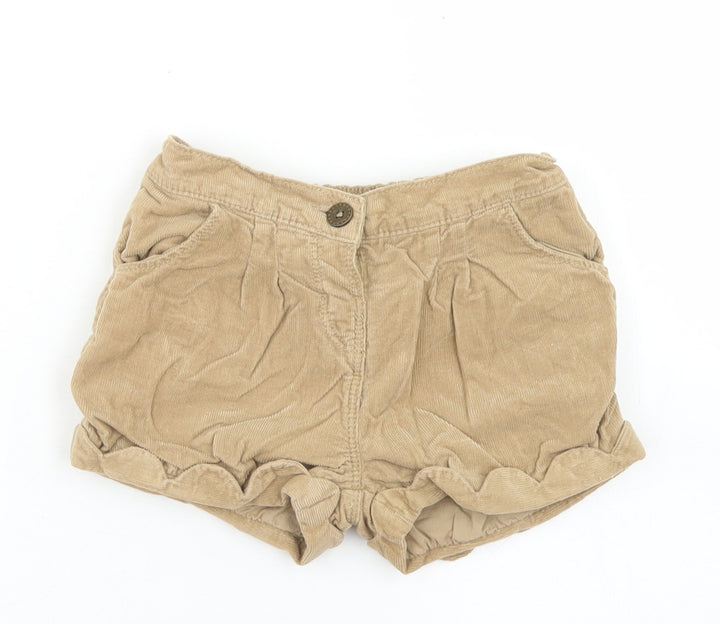 Matalan Girls Brown  Cotton Cropped Trousers Size 12-18 Months  Button