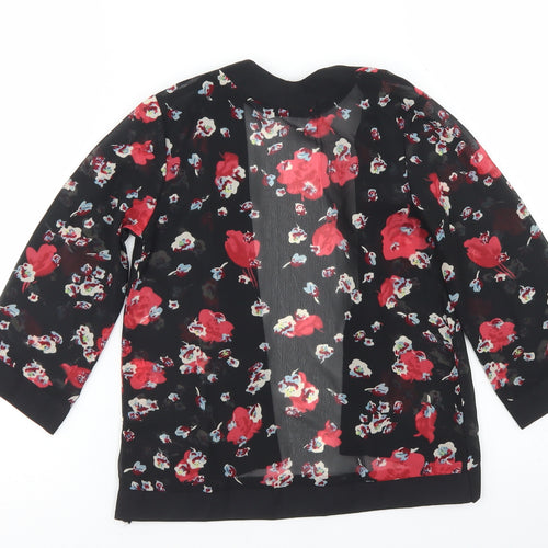 E-vie Angel Girls Black Floral Polyester Kimono Blouse Size 3 Years Round Neck