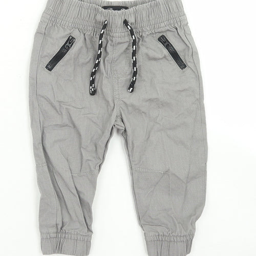 Denim Co Boys Grey  Cotton Windbreaker Trousers Size 9-12 Months  Drawstring