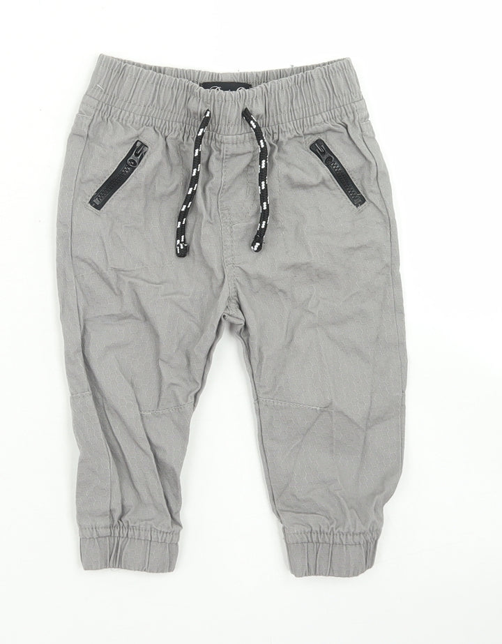 Denim Co Boys Grey  Cotton Windbreaker Trousers Size 9-12 Months  Drawstring