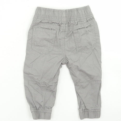 Denim Co Boys Grey  Cotton Windbreaker Trousers Size 9-12 Months  Drawstring