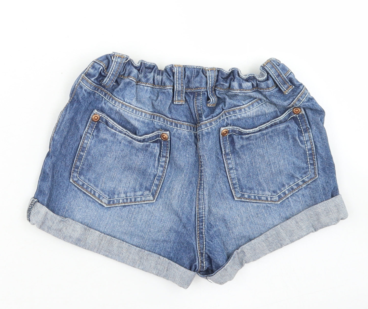 Nutmeg Girls Blue  Cotton Mom Shorts Size 7-8 Years  Regular Buckle