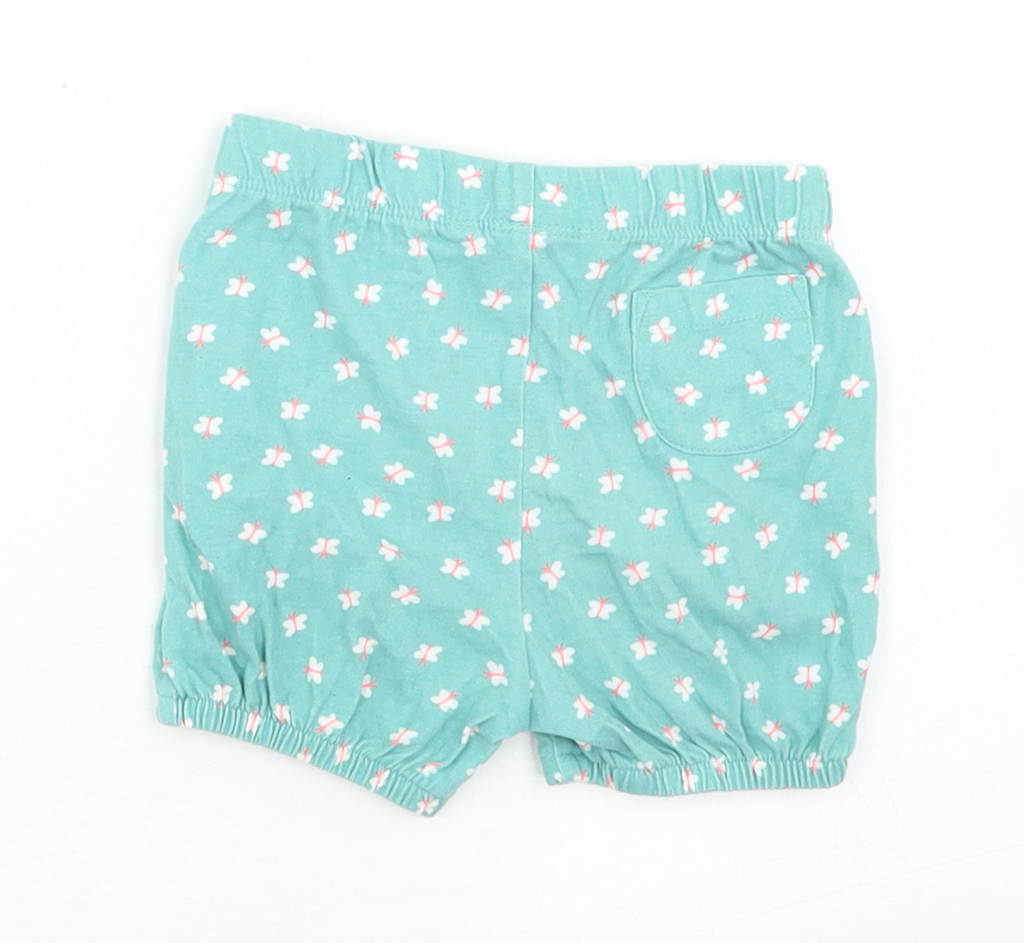 John Lewis Girls Blue Floral Cotton Cropped Trousers Size 3-6 Months   - Elasticated Cuff