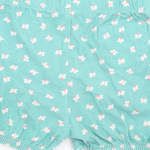 John Lewis Girls Blue Floral Cotton Cropped Trousers Size 3-6 Months   - Elasticated Cuff