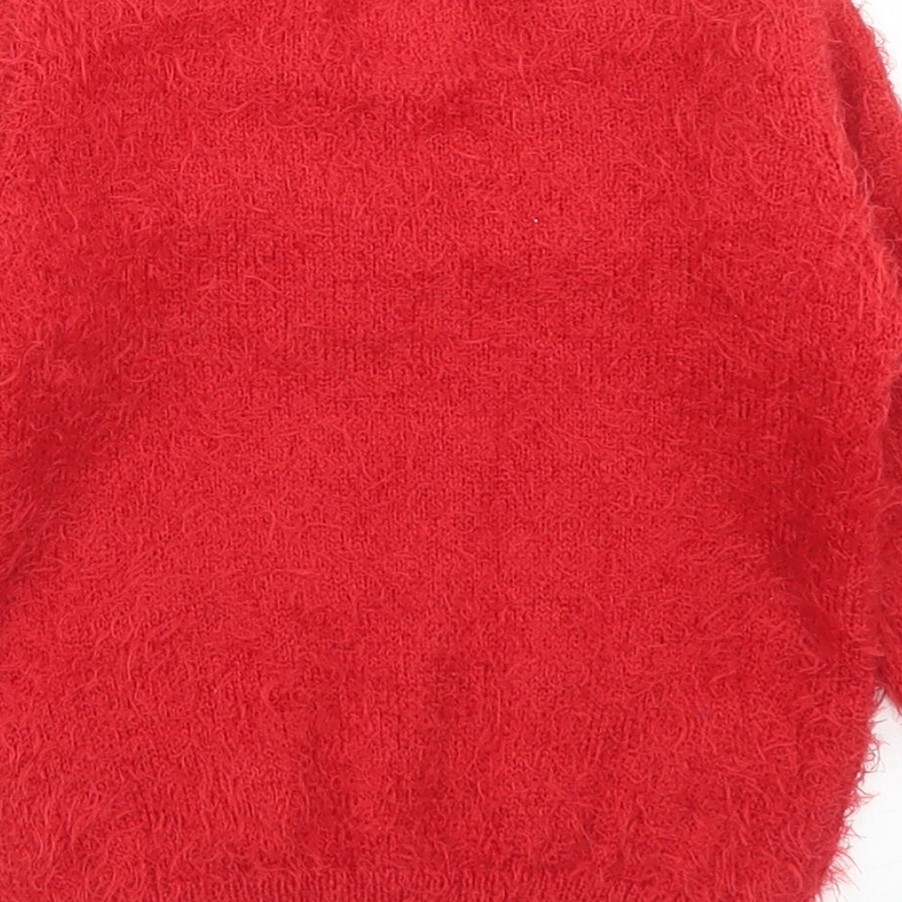George Girls Red  Polyester Pullover Jumper Size 18-24 Months   - Christmas Reindeer