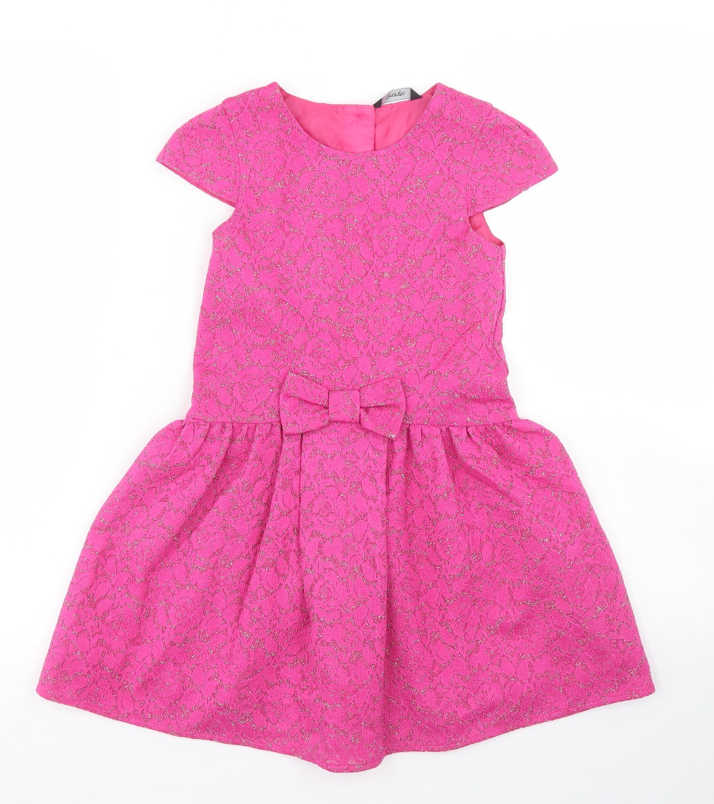 George Girls Pink  Nylon Fit & Flare  Size 4-5 Years  Crew Neck Button