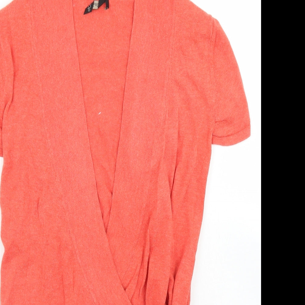 Topshop Womens Orange V-Neck  Cotton Wrap Jumper Size 12