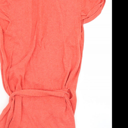 Topshop Womens Orange V-Neck  Cotton Wrap Jumper Size 12