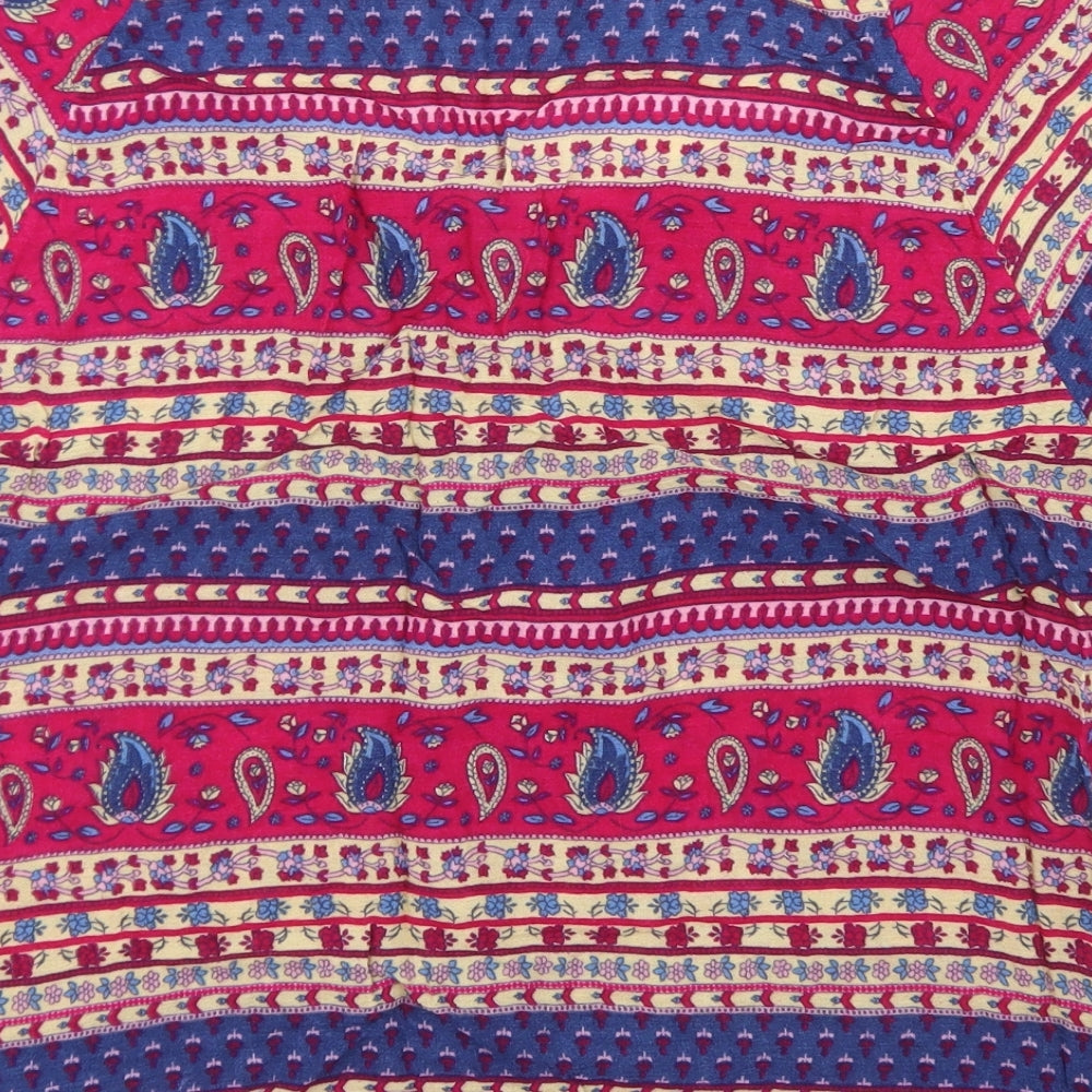 Peacocks Womens Purple Fair Isle Viscose Basic Blouse Size 16 Round Neck