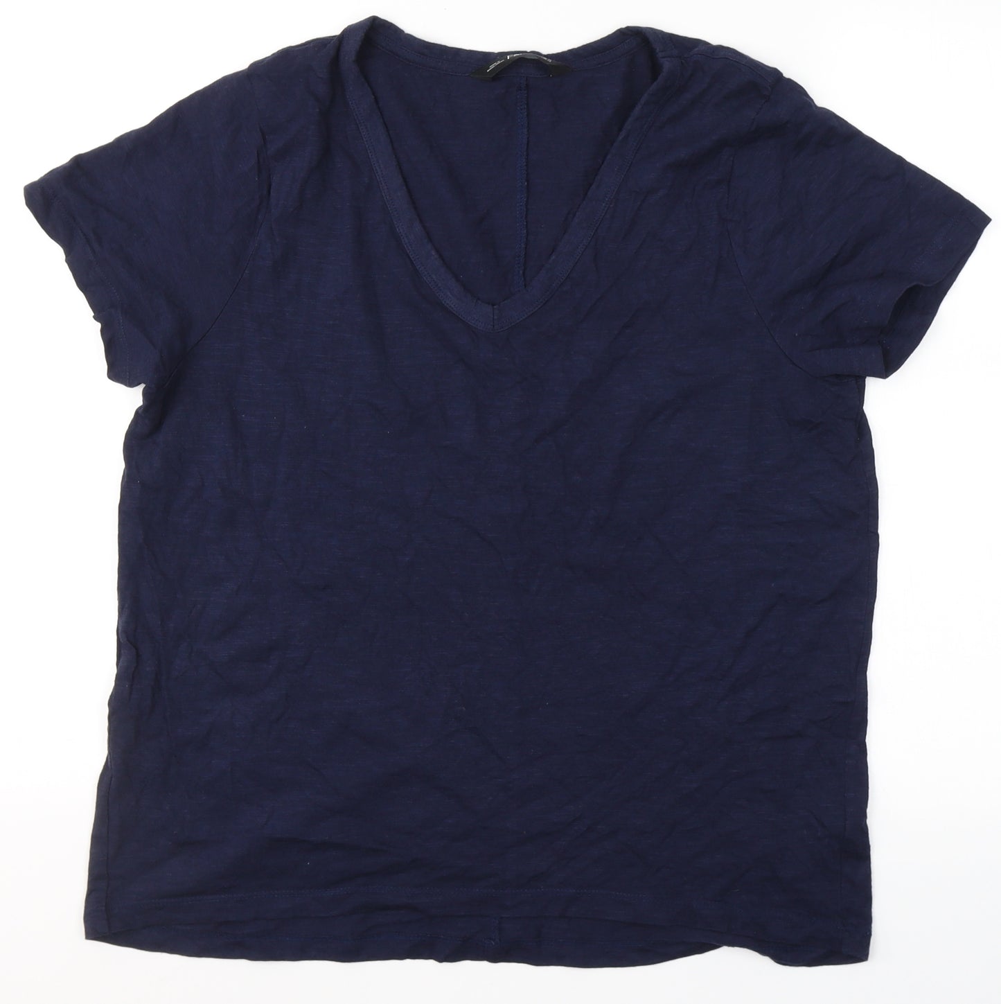 F&F Womens Blue  Cotton Basic T-Shirt Size 14 V-Neck