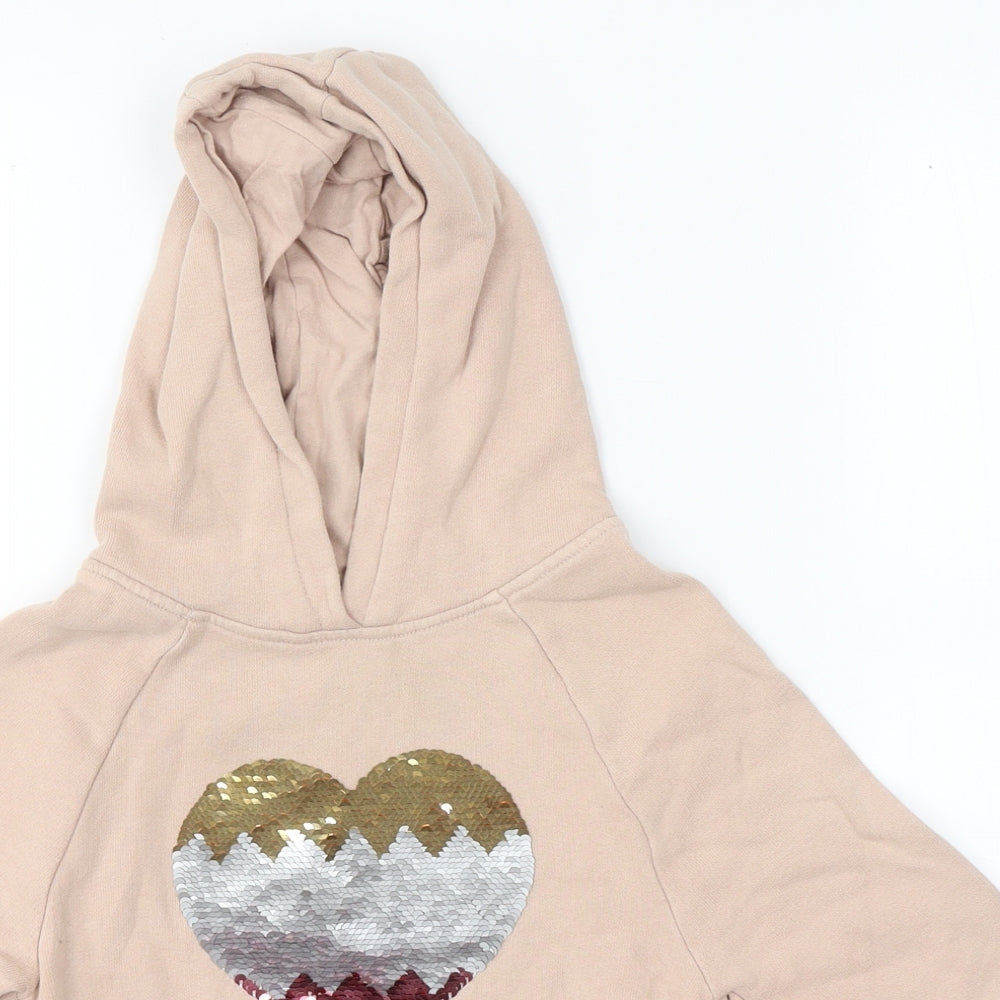 NEXT Girls Beige  Cotton Pullover Hoodie Size 2 Years   - Heart
