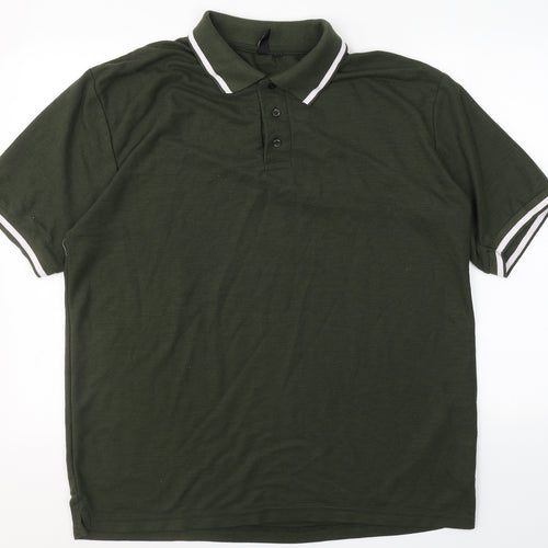 River Road Mens Green  Polyester  T-Shirt Size Big 2X Collared