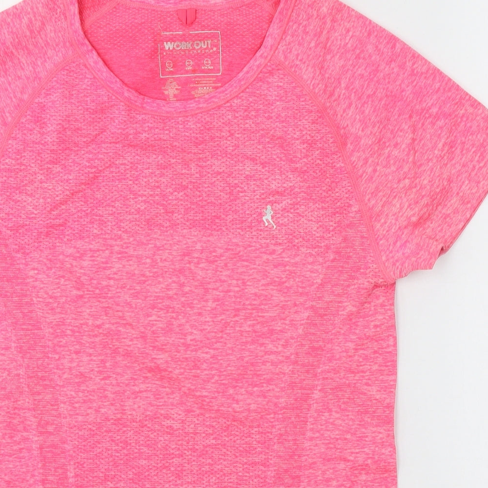 Workout by Atmosphere Womens Pink  Polyester Basic T-Shirt Size 10 Round Neck